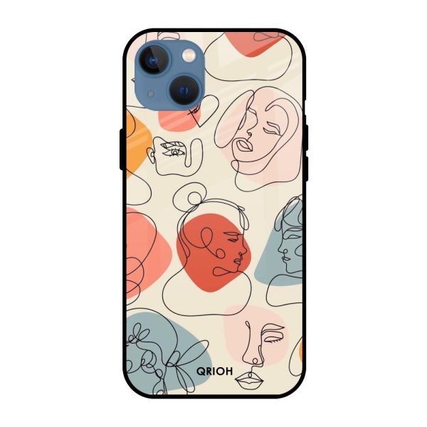 Abstract Faces Glass Case for Apple iPhone 13 Mini Online Hot Sale