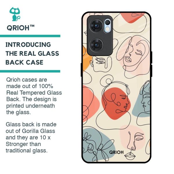 Abstract Faces Glass Case for Oppo Reno7 5G Online Sale