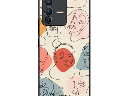 Abstract Faces Glass Case for Vivo V23 5G on Sale