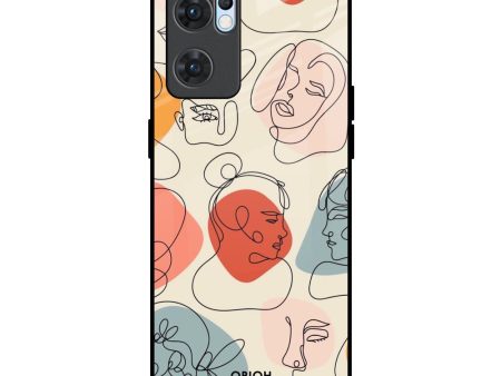 Abstract Faces Glass Case for Oppo Reno7 5G Online Sale