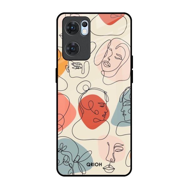 Abstract Faces Glass Case for Oppo Reno7 5G Online Sale