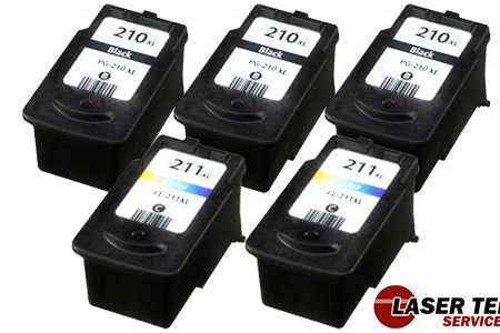 5 Pack Canon PG210XL CL211XL Compatible Ink Cartridge | Laser Tek Services For Sale