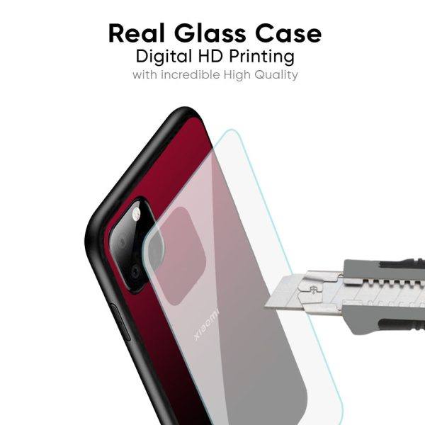 Wine Red Glass Case For Redmi 11 Prime Fashion