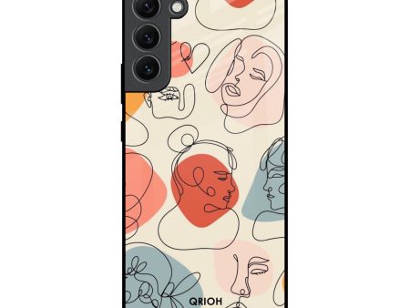 Abstract Faces Glass Case for Samsung Galaxy S22 Plus 5G Online Sale