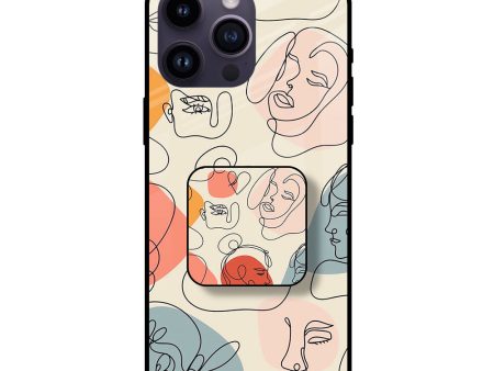 Abstract Faces Glass case with Square Phone Grip Combo Supply