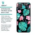 Tropical Leaves & Pink Flowers Glass Case for Samsung Galaxy M12 For Cheap