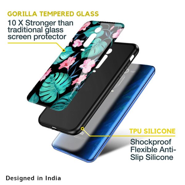 Tropical Leaves & Pink Flowers Glass case for Redmi A1 For Cheap