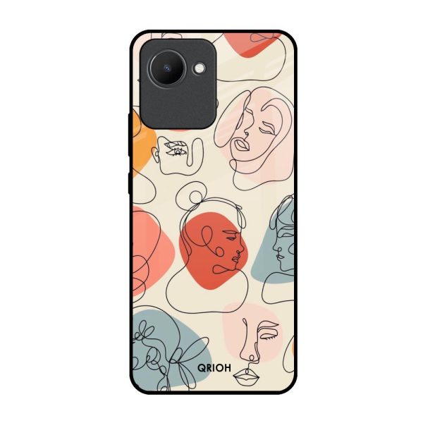 Abstract Faces Glass Case for Realme C30 Cheap