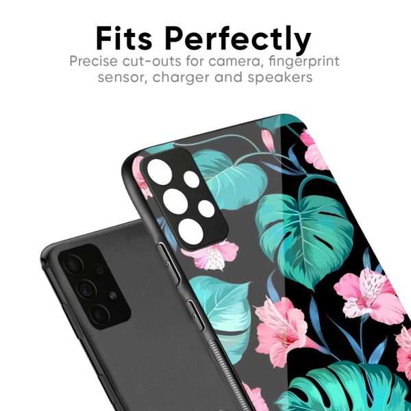 Tropical Leaves & Pink Flowers Glass Case for Samsung Galaxy M12 For Cheap