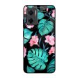 Tropical Leaves & Pink Flowers Glass Case for Redmi 11 Prime 5G Discount