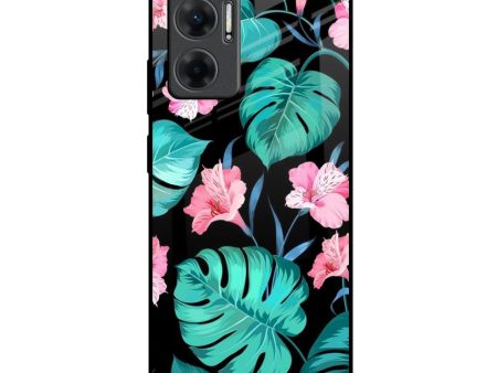 Tropical Leaves & Pink Flowers Glass Case for Redmi 11 Prime 5G Discount