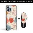 Abstract Faces Glass case with Slider Phone Grip Combo Sale