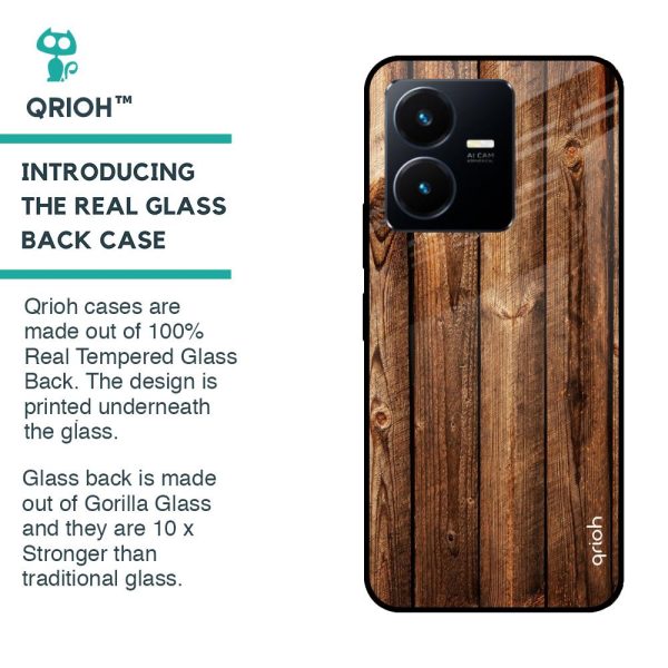 Timber Printed Glass case for Vivo Y22 Online Sale