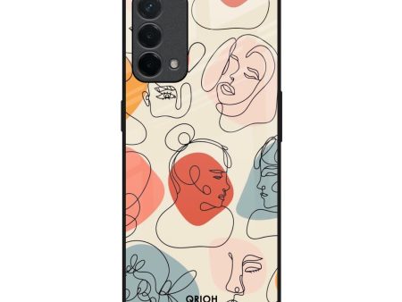 Abstract Faces Glass Case for Oppo F19 on Sale