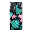 Tropical Leaves & Pink Flowers Glass Case for Vivo X70 Pro Plus Online Hot Sale