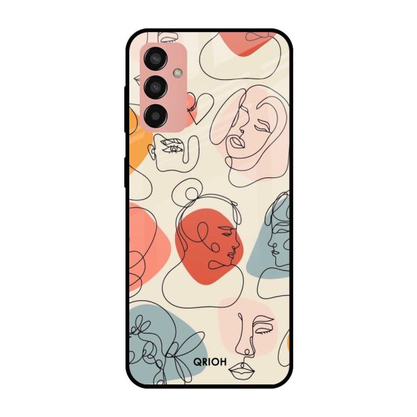 Abstract Faces Glass Case for Samsung Galaxy M13 Online Sale