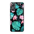 Tropical Leaves & Pink Flowers Glass Case for OPPO A17 Online now