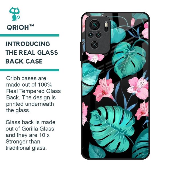 Tropical Leaves & Pink Flowers Glass Case for Redmi Note 11 SE For Discount