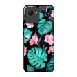 Tropical Leaves & Pink Flowers Glass Case for Realme C30 Supply