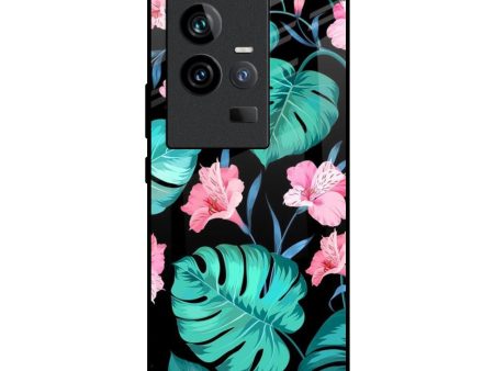 Tropical Leaves & Pink Flowers Glass case for Vivo iQOO 11 Hot on Sale