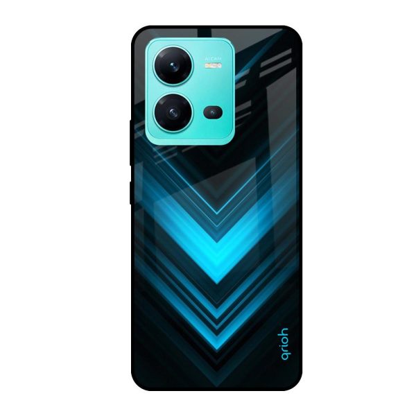 Vertical Blue Arrow Glass Case For Vivo V25 Cheap