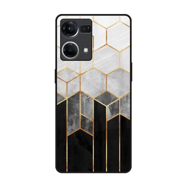 Tricolor Pattern Glass Case for Oppo F21s Pro Fashion