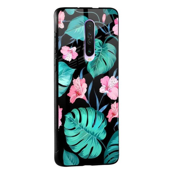 Tropical Leaves & Pink Flowers Glass case for Poco M5 For Cheap