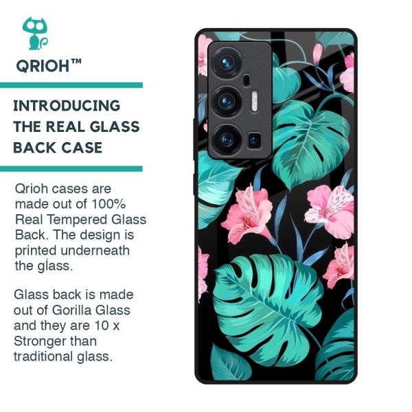 Tropical Leaves & Pink Flowers Glass Case for Vivo X70 Pro Plus Online Hot Sale