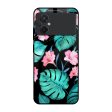 Tropical Leaves & Pink Flowers Glass case for Poco M5 For Cheap