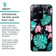 Tropical Leaves & Pink Flowers Glass case for Vivo Y22 Fashion