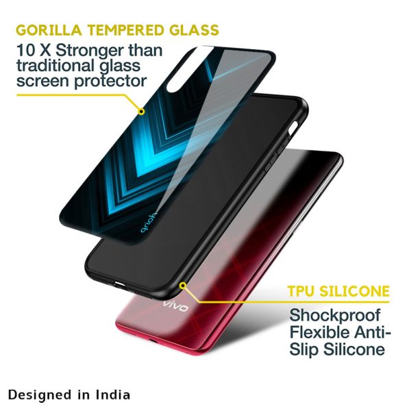 Vertical Blue Arrow Glass Case For Vivo V25 Cheap