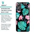 Tropical Leaves & Pink Flowers Glass Case for OPPO A17 Online now