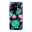 Tropical Leaves & Pink Flowers Glass case for Vivo Y22 Fashion