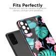 Tropical Leaves & Pink Flowers Glass Case for Oppo A33 Discount