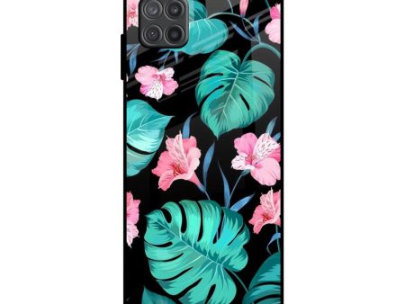 Tropical Leaves & Pink Flowers Glass Case for Samsung Galaxy M12 For Cheap