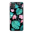 Tropical Leaves & Pink Flowers Glass Case for Samsung Galaxy M13 5G Fashion