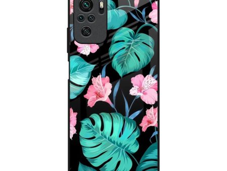 Tropical Leaves & Pink Flowers Glass Case for Redmi Note 11 SE For Discount