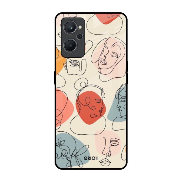 Abstract Faces Glass Case for Realme 9i Online Sale