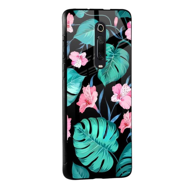 Tropical Leaves & Pink Flowers Glass case for Redmi A1 For Cheap