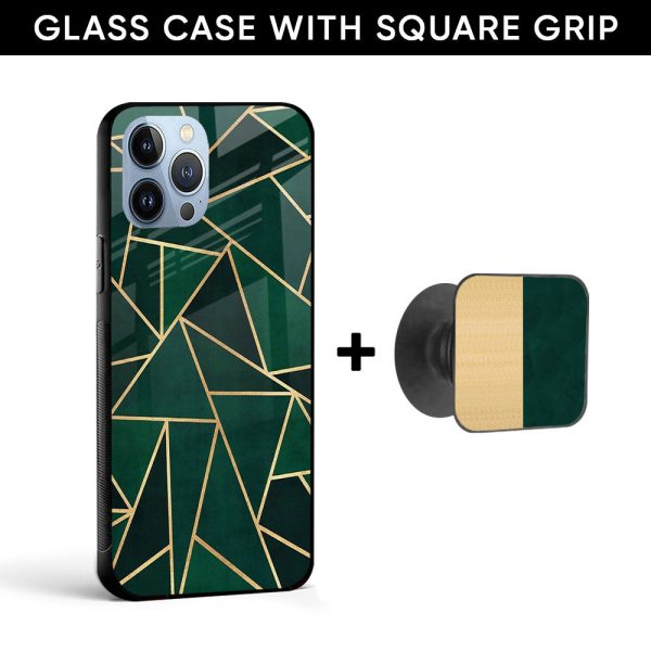 Abstract Green Glass case with Square Phone Grip Combo Supply