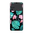 Tropical Leaves & Pink Flowers Glass Case for Poco M4 Pro For Cheap