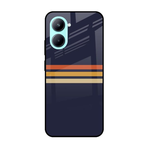 Tricolor Stripes Glass Case For Realme C33 Hot on Sale