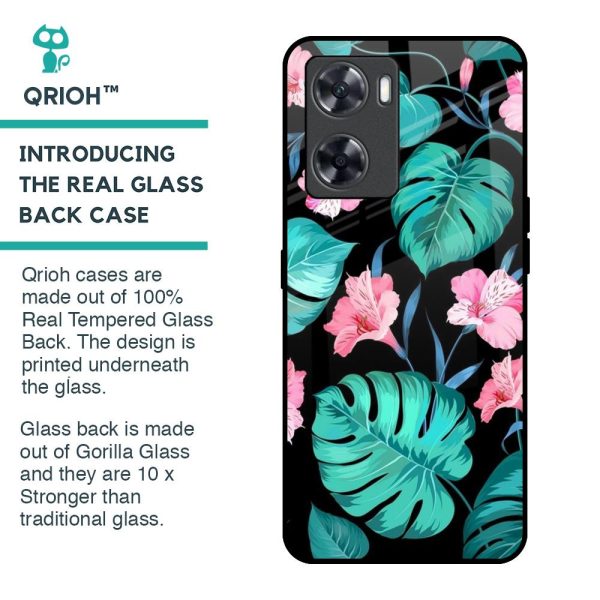 Tropical Leaves & Pink Flowers Glass Case for OnePlus Nord N20 SE For Cheap