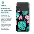 Tropical Leaves & Pink Flowers Glass Case for Poco M4 Pro For Cheap