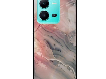 Pink And Grey Marble Glass Case For Vivo V25 Online now