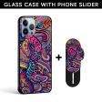 Abstract Flowers Glass case with Slider Phone Grip Combo Cheap