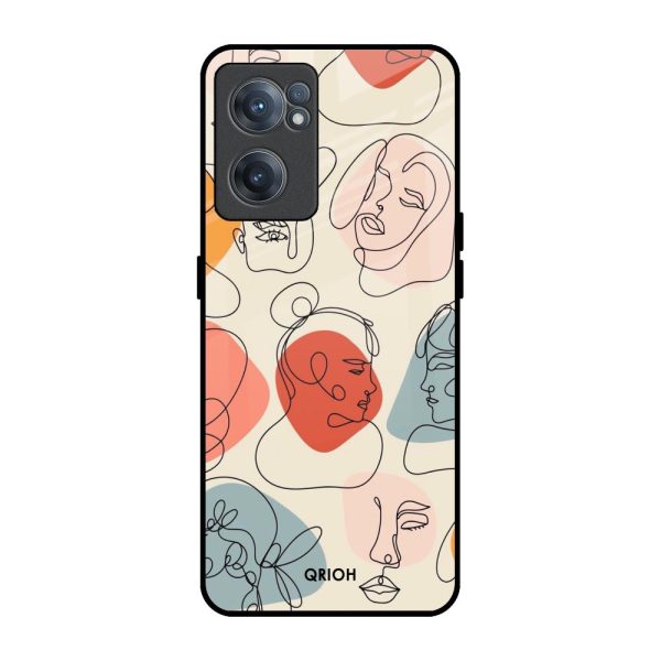 Abstract Faces Glass Case for OnePlus Nord CE 2 5G For Sale